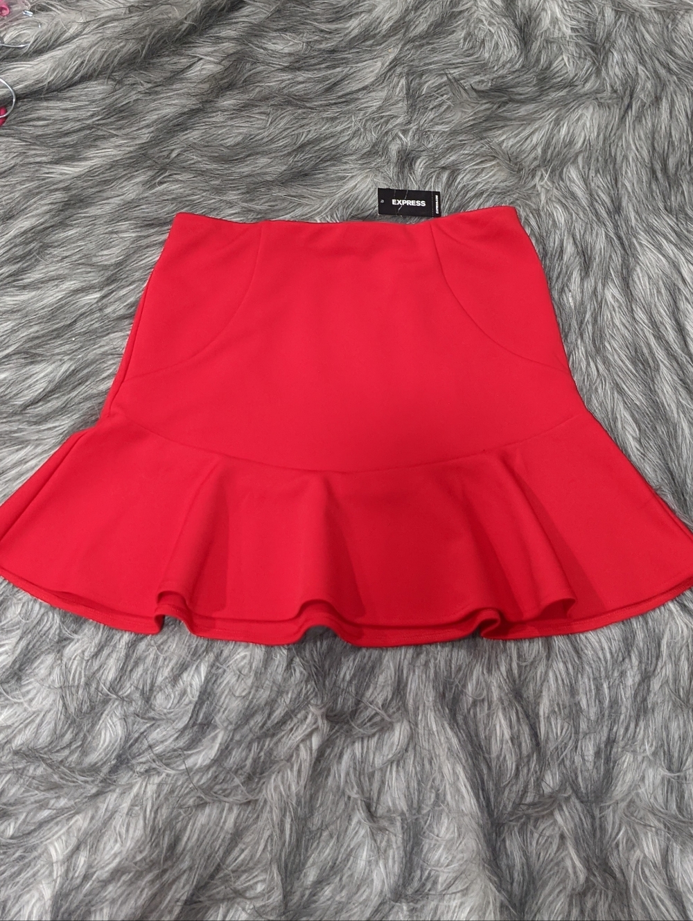 NWT Express Red Flared Ruffle Hem Skirt